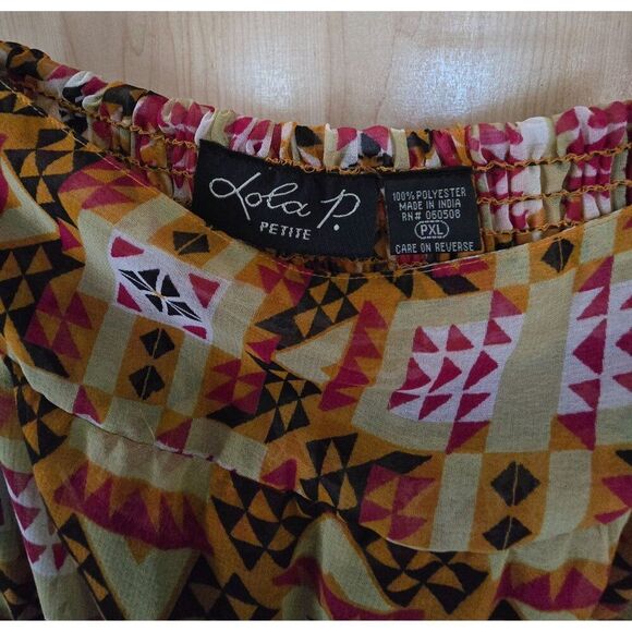 Bohemian Maxi Skirt Geometric Print Multicolor PXL lagenlook tribal aztec boho - Picture 2 of 6